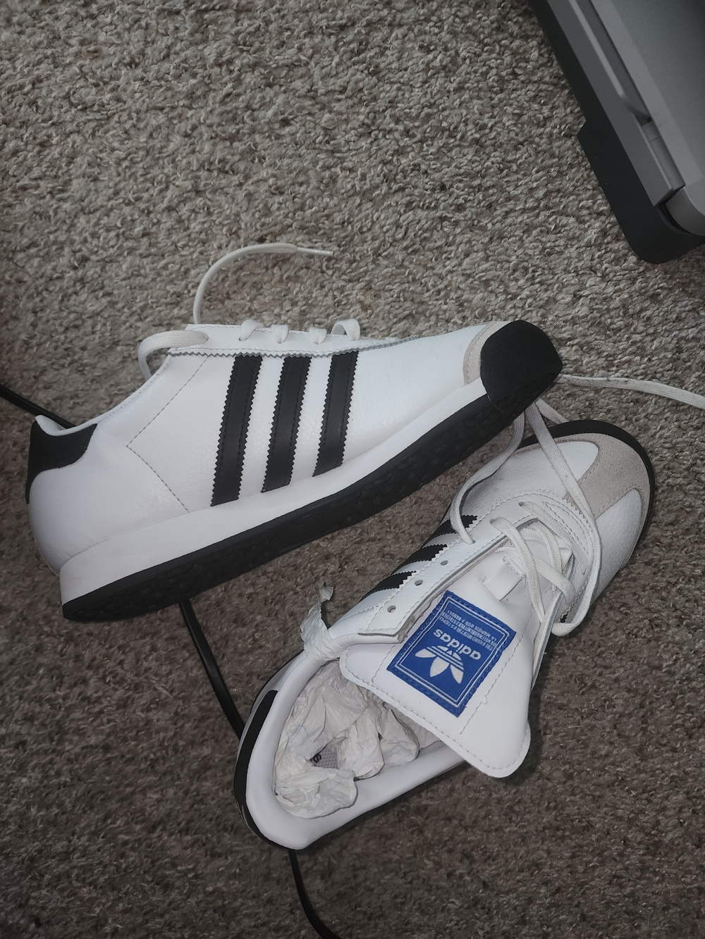adidas White Sneakers with Black Three-Stripes